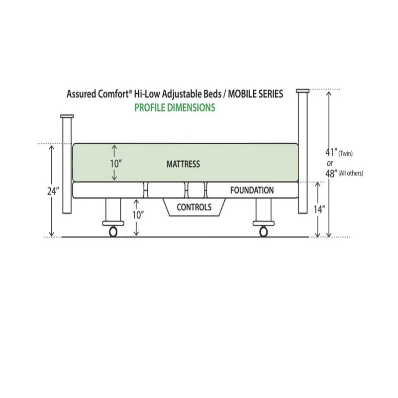 Assured Comfort Mobile Series Hi-Low Adjustable Bed